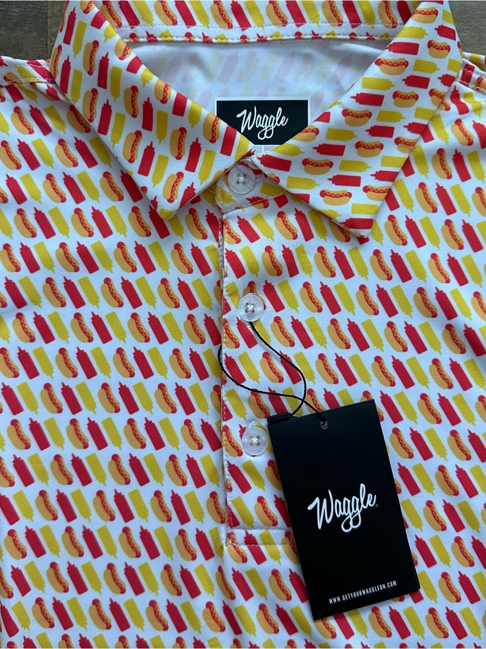 ⭐️NWT Waggle Men’s Polo - Glizzy/Hot Dog (Medium) - Picture 2 of 5